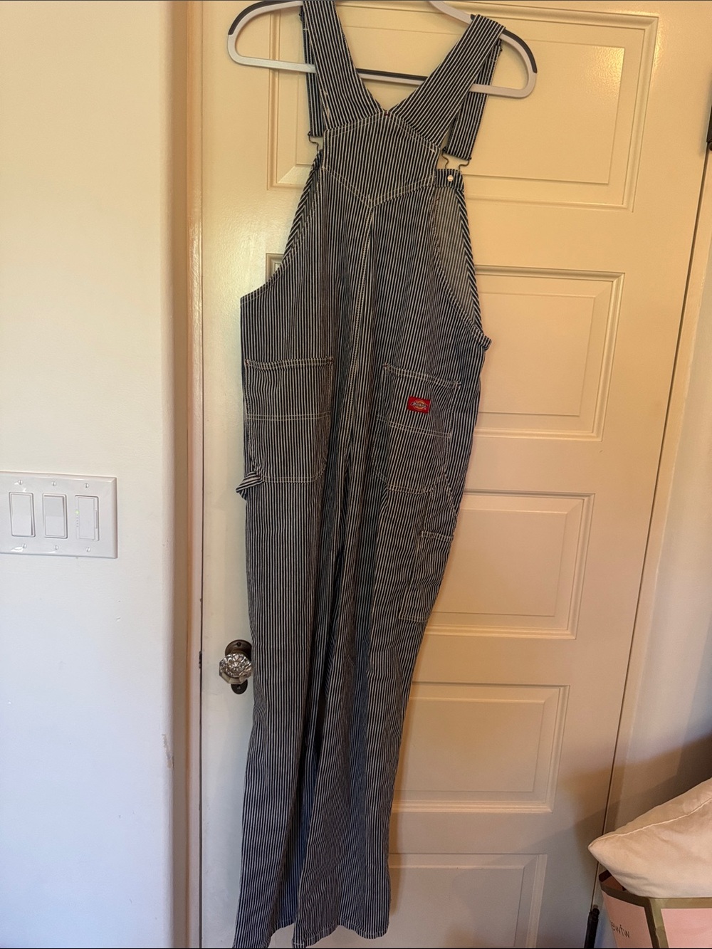 Dickies Navy and White Pinstripe Workwear Overalls Large - Picture 3 of 3